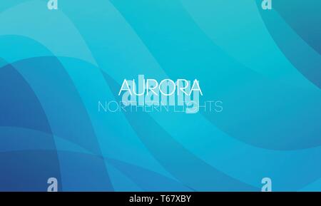 Vector horizontal abstract Backgrounds of Northern Lights, Aurora Borealis in blue color, EPS10. Wallpaper with waves and curve lines. Enchanting back Stock Vector