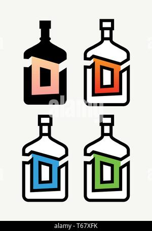 Set of Creative style logo with cognac signs and letter D - drinks. Vector illustrations isolated on white. Stock Vector