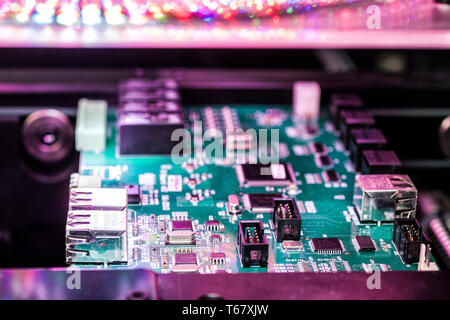 Printed circuit board with components. Florianopolis, Santa Catarina, Brazil. Stock Photo