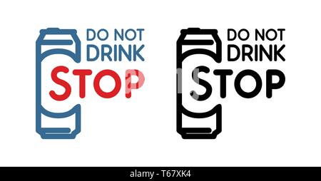 Anti-alcoholism propaganda badge. Colored and black Vector Sign with beer bottle and slogan - Do Not Drink, Stop. Stock Vector