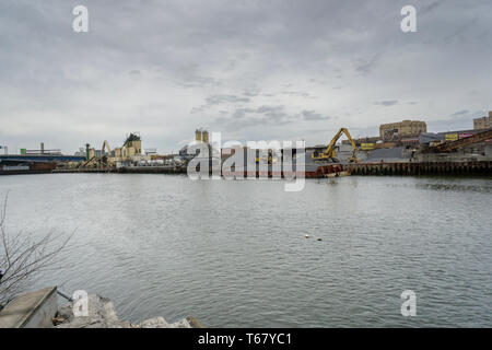 Industry and development around Flushing Creek in the Flushing neighborhood of Queens in New York on Saturday, April 20, 2019. (Â© Richard B. Levine) Stock Photo