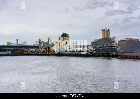 Industry and development around Flushing Creek in the Flushing neighborhood of Queens in New York on Saturday, April 20, 2019. (Â© Richard B. Levine) Stock Photo