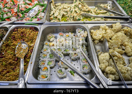 A prepared food bar in a delicatessen in New York on Tuesday, April 16, 2019. (Â© Richard B. Levine) Stock Photo