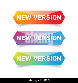 New improved edition version. New label banner icon, update vector red ...
