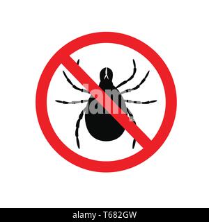 Tick parasite warning sign. Epidemic. Human mite parasite. Mite parasites. Stock Vector