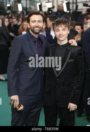 David Tennant (left) and Ty Tennant attending the UK premiere of Tolkien held at Curzon Mayfair, London . PRESS ASSOCIATION. Picture date: Monday April 29, 2019. Photo credit should read: Isabel Infantes/PA Wire Stock Photo