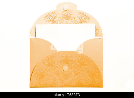 yellow opened envelope isolated on white Stock Photo