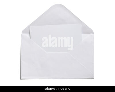 White opened envelope isolated on white Stock Photo