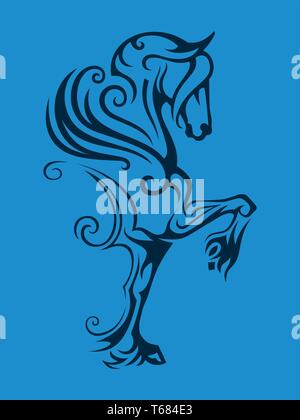 Pegasus winged horse. Vector Image of Pegasus in Tribal Style. Stock Vector