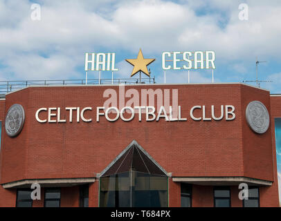 GLASGOW, SCOTLAND - 29th APRIL 2019: A tribute to Celtic icon, Billy McNeill, whos nickname was Cesar. Stock Photo