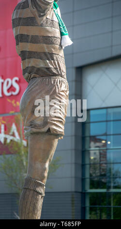 GLASGOW, SCOTLAND - 29th APRIL 2019:  A close up shot of the number 5 on the Celtic icon, Billy McNeill's shorts. Stock Photo