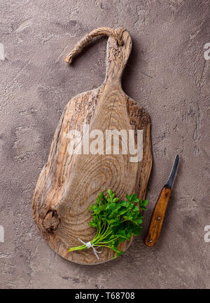 Empty wooden rustic cutting board Stock Photo