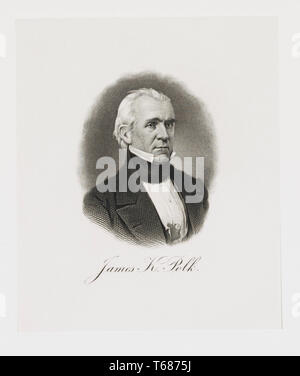U.S. President James K. Polk  (1795-1849), Half-Length Portrait, Engraving Stock Photo