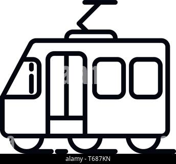 This vector image shows a tram icon in glyph style. It is isolated on a white background. Stock Vector