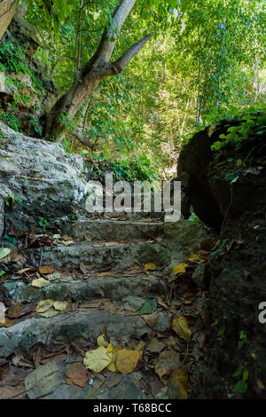 Stone staircase leading on Tembeling pool Stock Photo