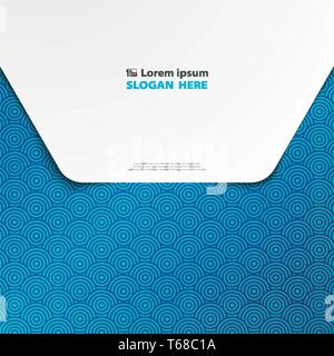 Abstract blue circles geometric cover design envelope of pattern background on gradient black cover head. You can use for artist pattern design Stock Vector