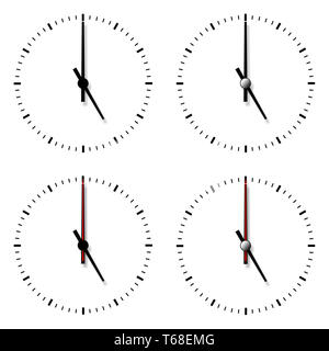 Set of clocks without numbers. Stock Photo