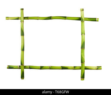 Green bamboo frame isolated on white background. Stock Photo