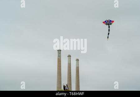 Flying Kites. Annual Morro Bay Kite Festival, California Stock Photo