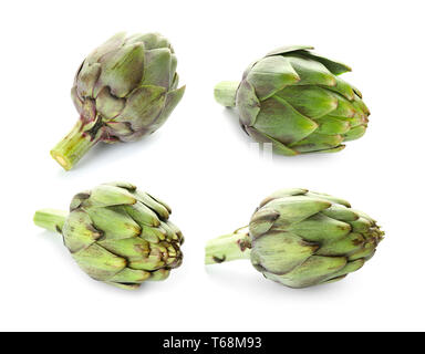 Tasty artichokes on white background Stock Photo