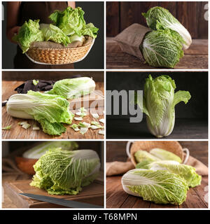 Set of fresh Chinese cabbage Stock Photo