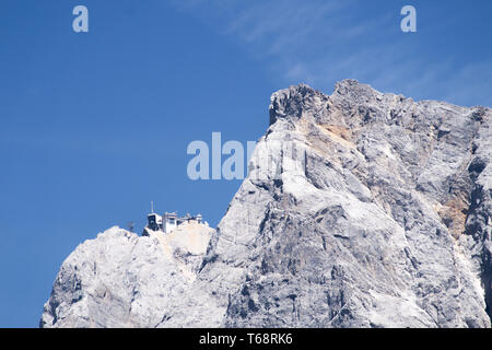 Look to the Zugspitze, the highest mountain in Germany Stock Photo