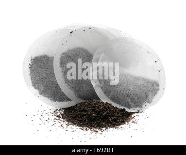 Teabags on white background Stock Photo