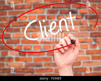 Man Hand writing Best Service with black marker on visual screen ...