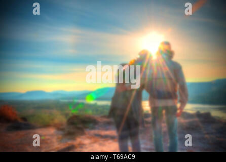 Abstract Blurred and soft of the lover on the hilltop Stock Photo