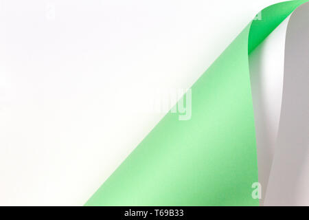 Abstract geometric shape pastel green and white color paper background Stock Photo