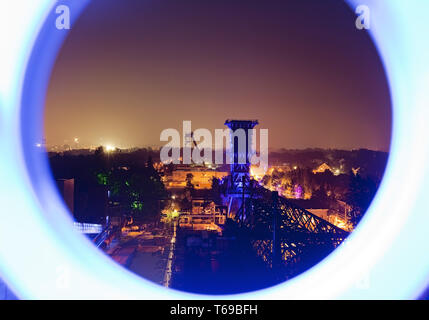 view from the coal tower at coking plant Hansa at night, Dortmund, Ruhr Area, Germany Stock Photo