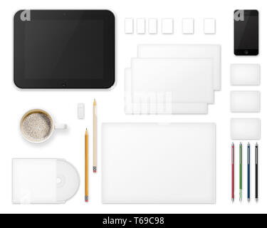 Office Supplies for Designers Presentations and Portfolios Isolated on White. Stock Photo