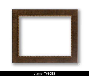 Old Antique Brown Frame Shadows Isolated On White Background. Stock Photo