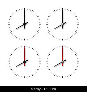 Set of clocks without numbers. Stock Photo