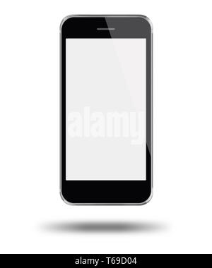 Realistic mobile phone with blank screen isolated on white background ...