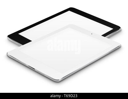 Realistic tablet computers with blank screens. Stock Photo