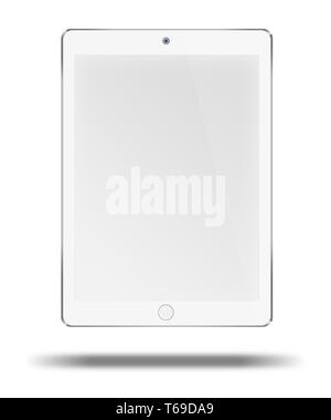 Realistic tablet computer with blank screen. Stock Photo