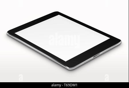 Realistic tablet computer with blank screen. Stock Photo