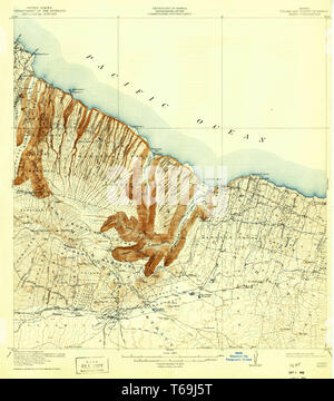 USGS TOPO Map Hawaii HI Waipio 349911 1916 62500 Restoration Stock Photo