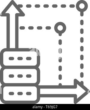 Advanced server, more space in cloud storage line icon. Stock Vector
