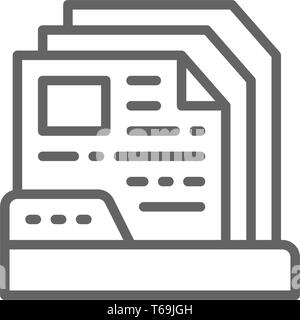 Files in folder line icon. Isolated on white background Stock Vector