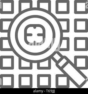 Computer virus search, security system line icon. Stock Vector