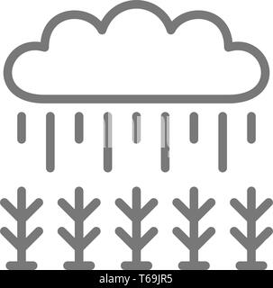Field under rain line icon. Stock Vector