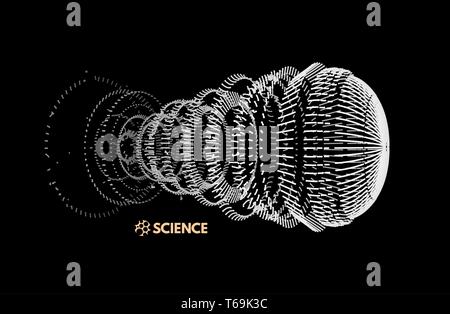 Array with dynamic particles. 3d technology style. Abstract background. Vector illustration. Stock Vector