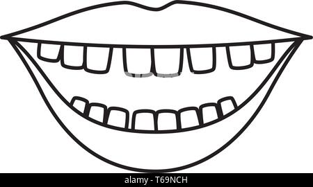 Funny Teeth Open mouth. Tooth kawaii Cute cartoon. Sweet vector ...