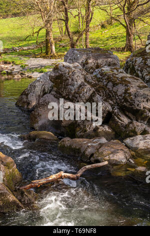 River Afon Lledr at Betws-y-Coed, Snowdonia, North Wales Stock Photo
