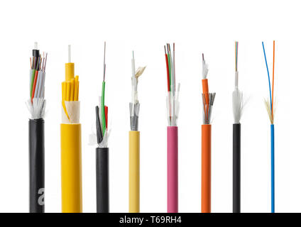 Fiber optical cable detail isolated on white Stock Photo