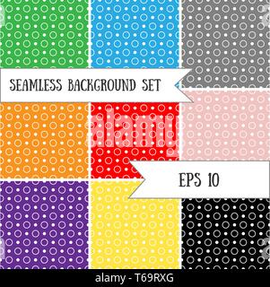 collection vector seamless circle background. set bright abstract seamless background of rings, eps10. Stock Vector