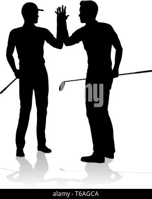 Golfer Golf Sports People in Silhouette Stock Vector