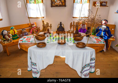 Set the table with utensils, plates and cups Stock Photo